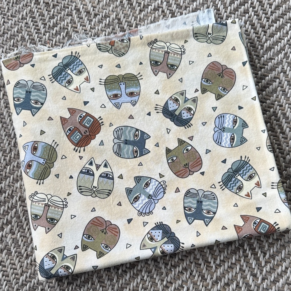 Laurel Burch Cat Print Fabric in Earth Tones, 2 yards